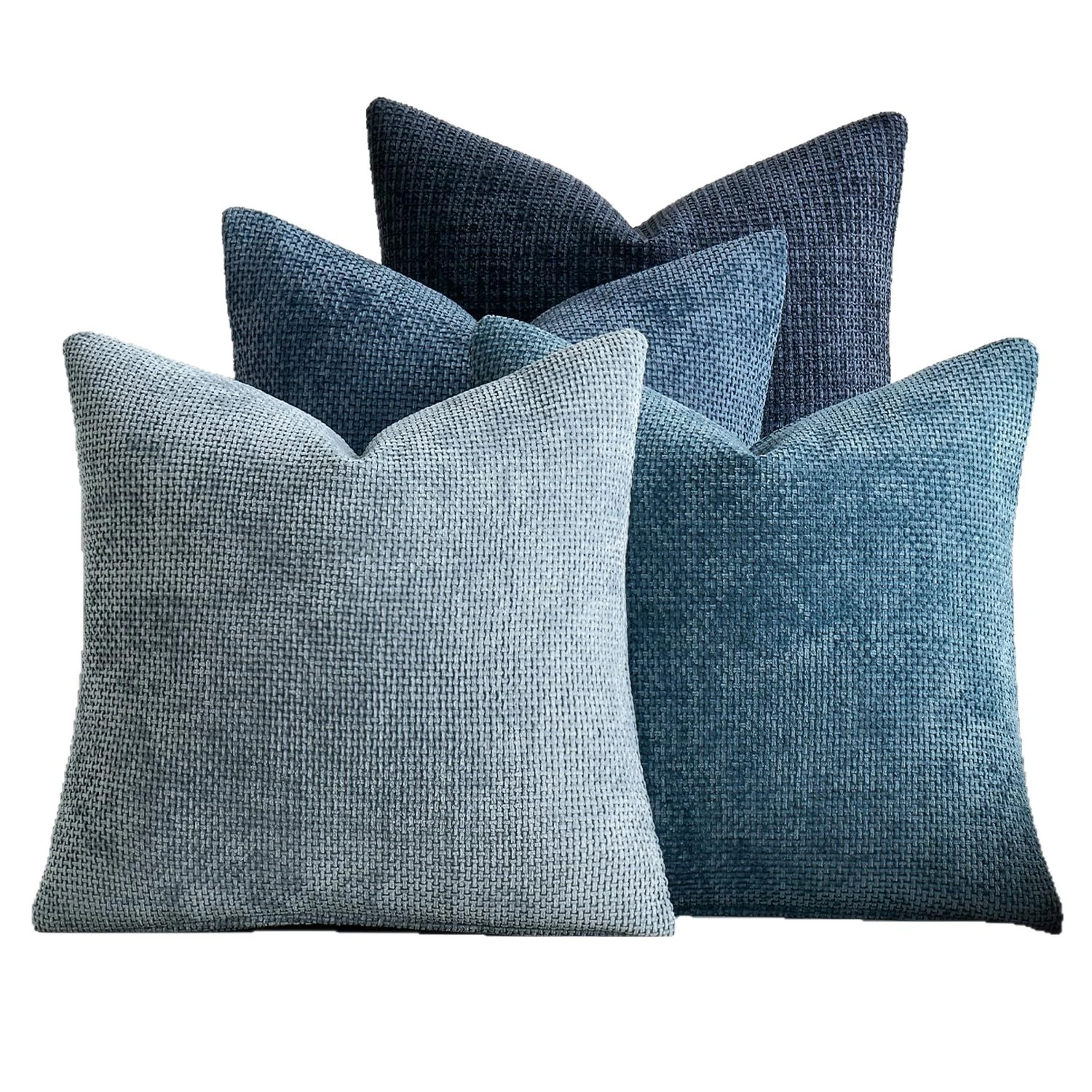 Blue Chenille Throw Pillow Set