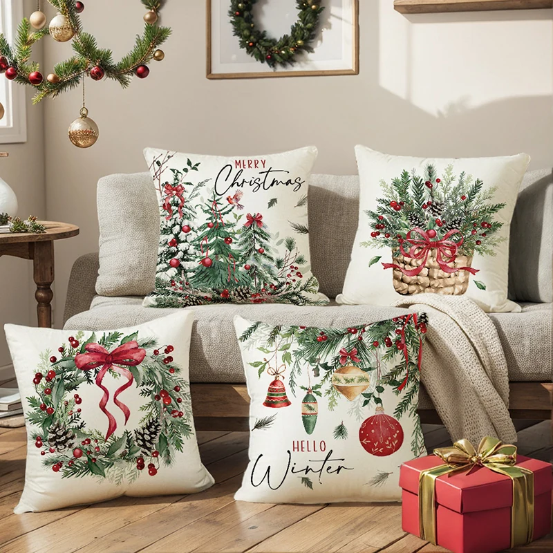 Botanical Christmas Pillow Cover Set