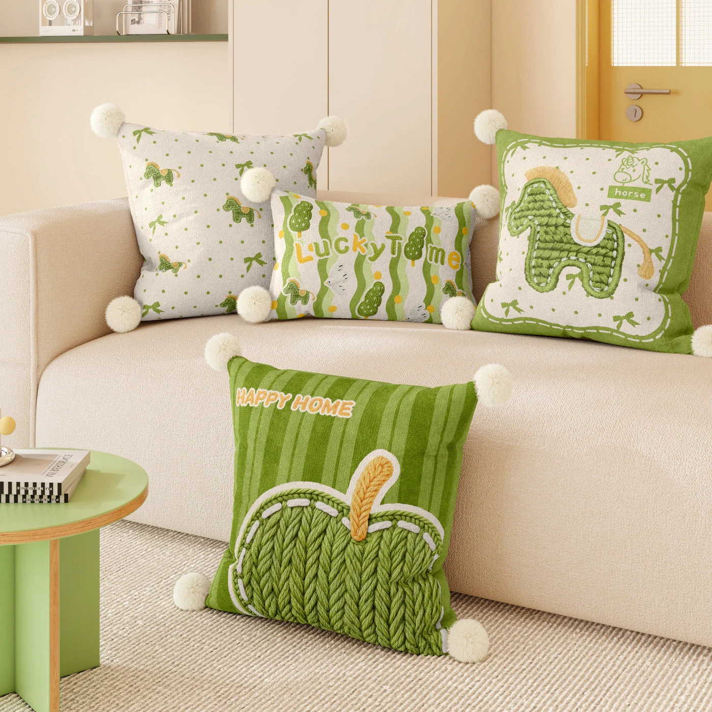 Green Botanical Pillow Cover Set