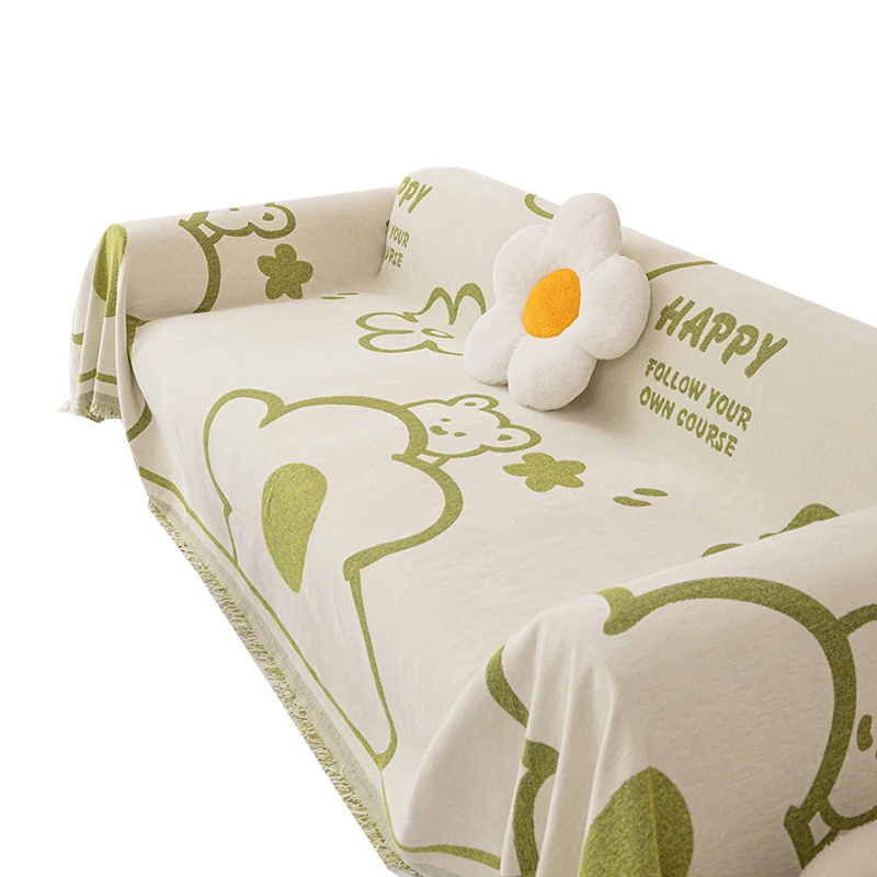 Green Floral Sofa Mat Set