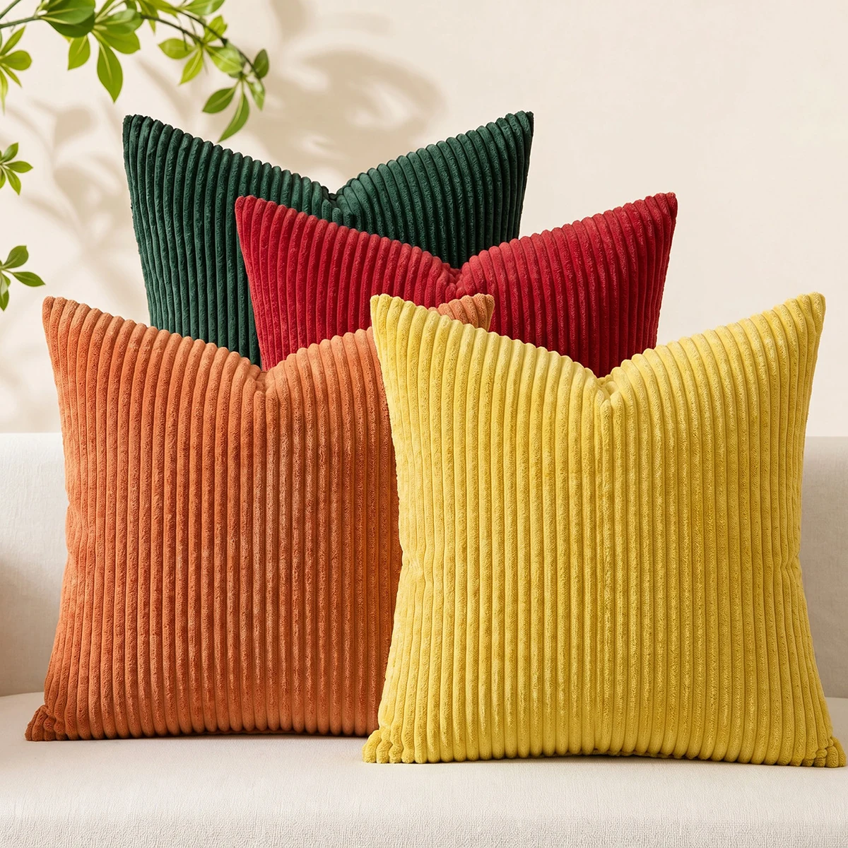 Ribbed Velvet Throw Pillow Set